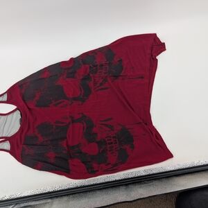 Women's Burgundy Skull Graphic Tank Top - Sleeveless Casual Layering Piece